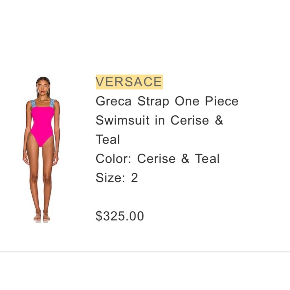 Women’s pink & blue Versace one piece, Worn once.